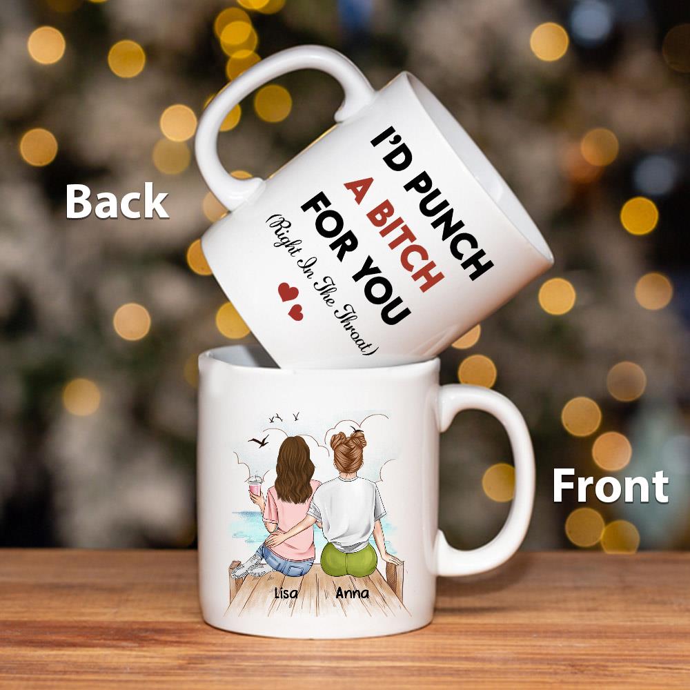 Right In The Throat Besties - Personalized Mug Nh00