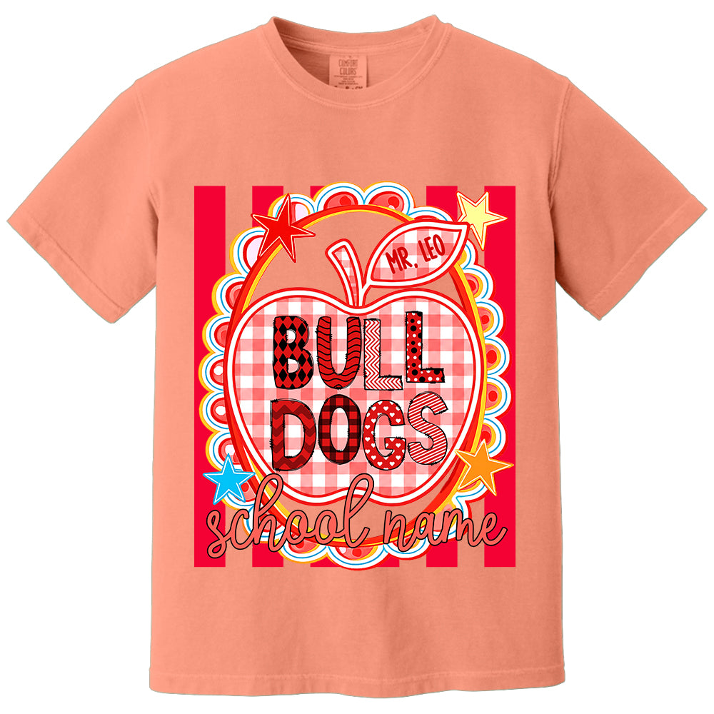 Personalized School Mascot Doodle Pattern T-Shirt For Teacher, Preppy Back To School, Gifts For Teacher Student MI209 TH23