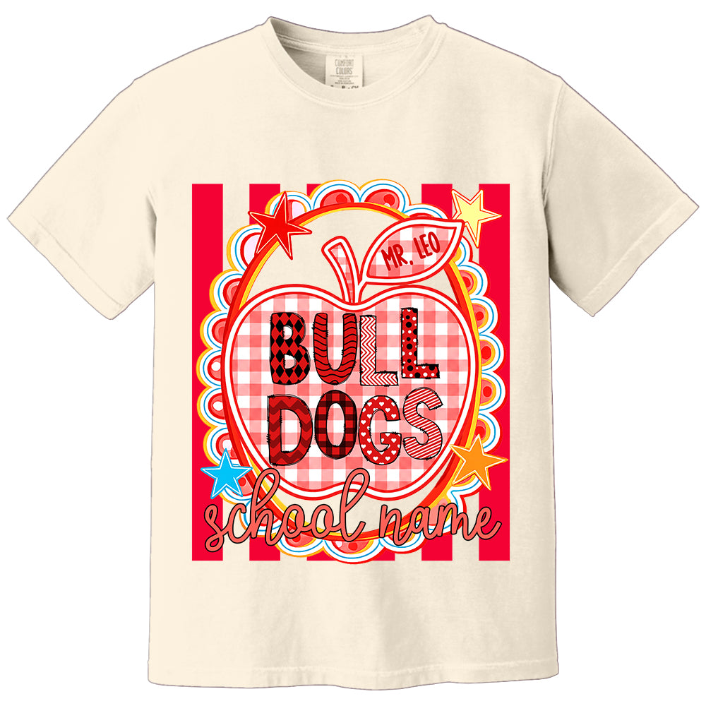 Personalized School Mascot Doodle Pattern T-Shirt For Teacher, Preppy Back To School, Gifts For Teacher Student MI209 TH23