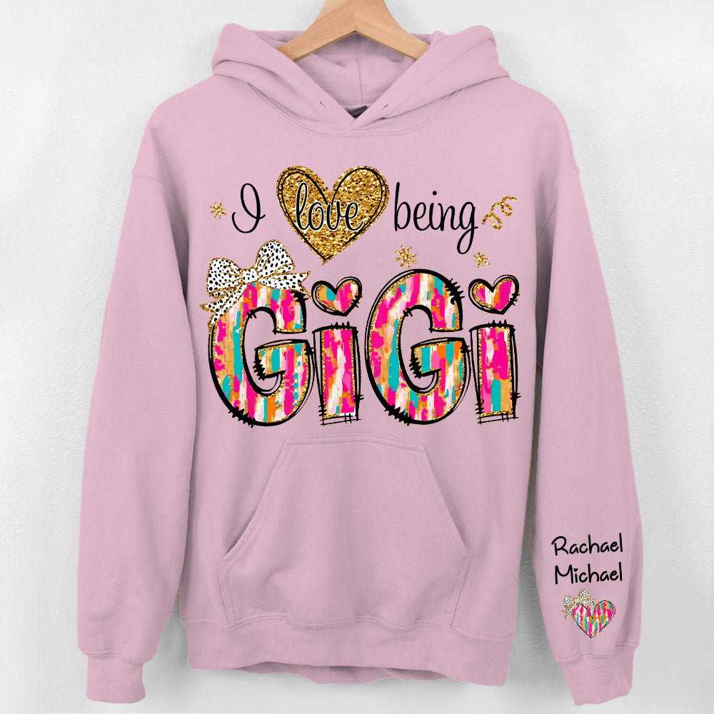 Personalized I Love Being Gigi Colorful Pattern Sweatshirt, Custom Grandma and Grandkids Sweatshirt NA04