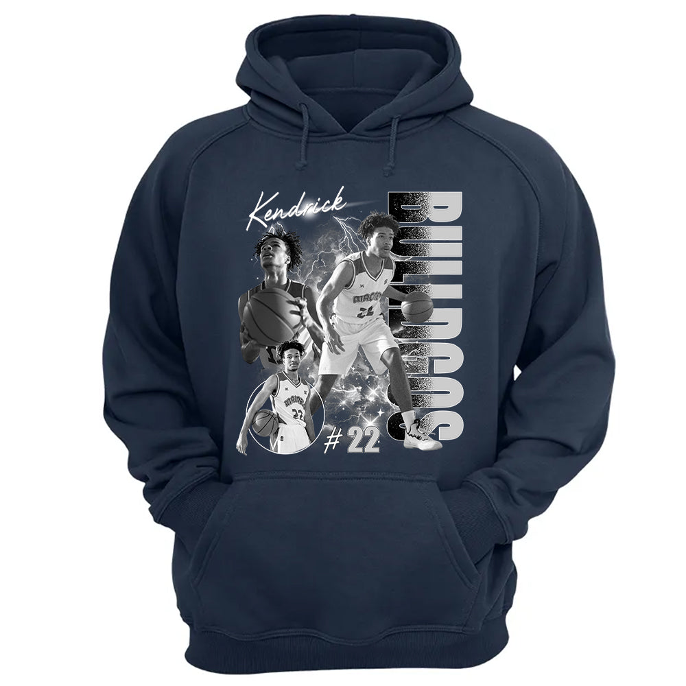 Personalized Photo Basketball Player Shirt - Custom Team Name School Name Bootleg Shirt T1807 Pt99
