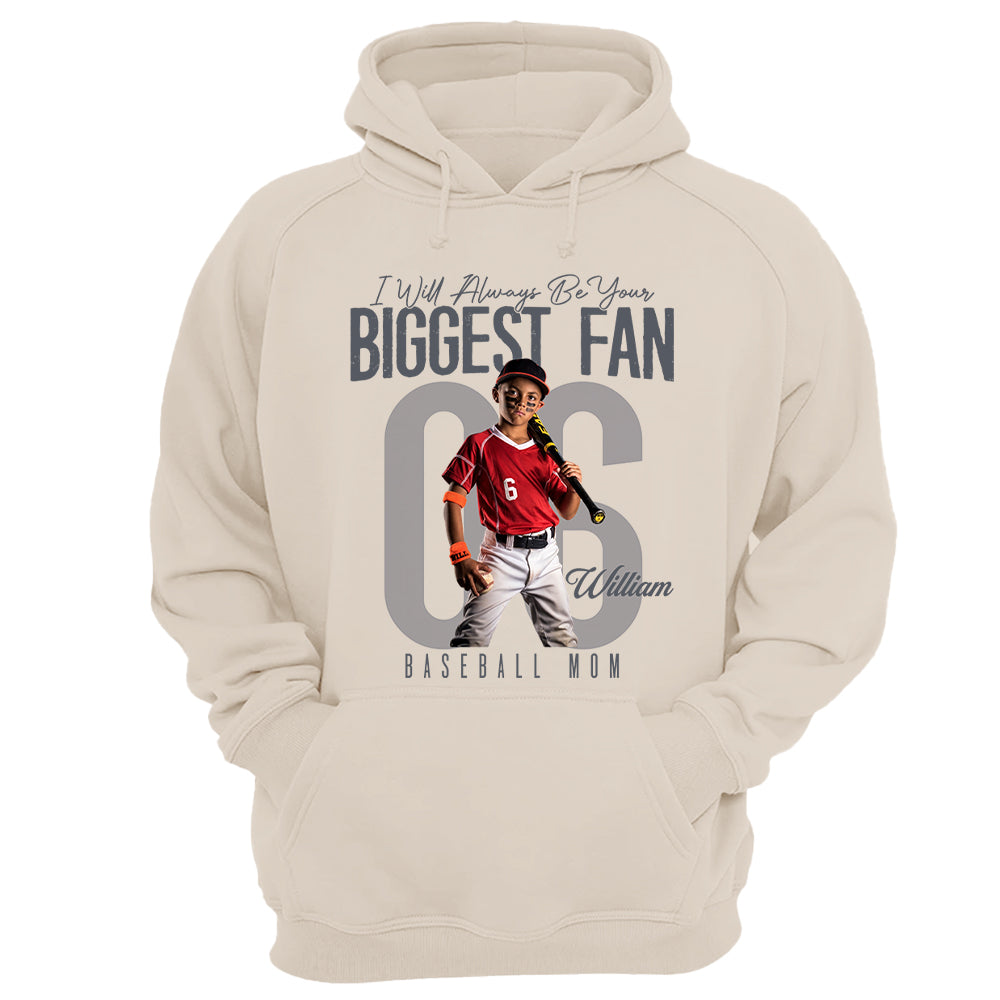 I'll Always Be Your Biggest Fan  - Custom Photo Baseball Shirt - Baseball Mom, Dad, Family Shirt T1807