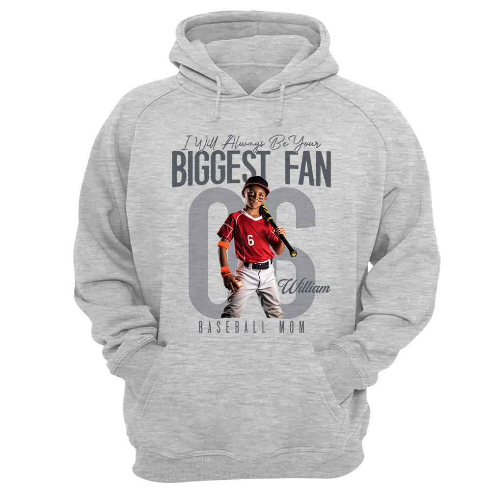 I'll Always Be Your Biggest Fan  - Custom Photo Baseball Shirt - Baseball Mom, Dad, Family Shirt T1807