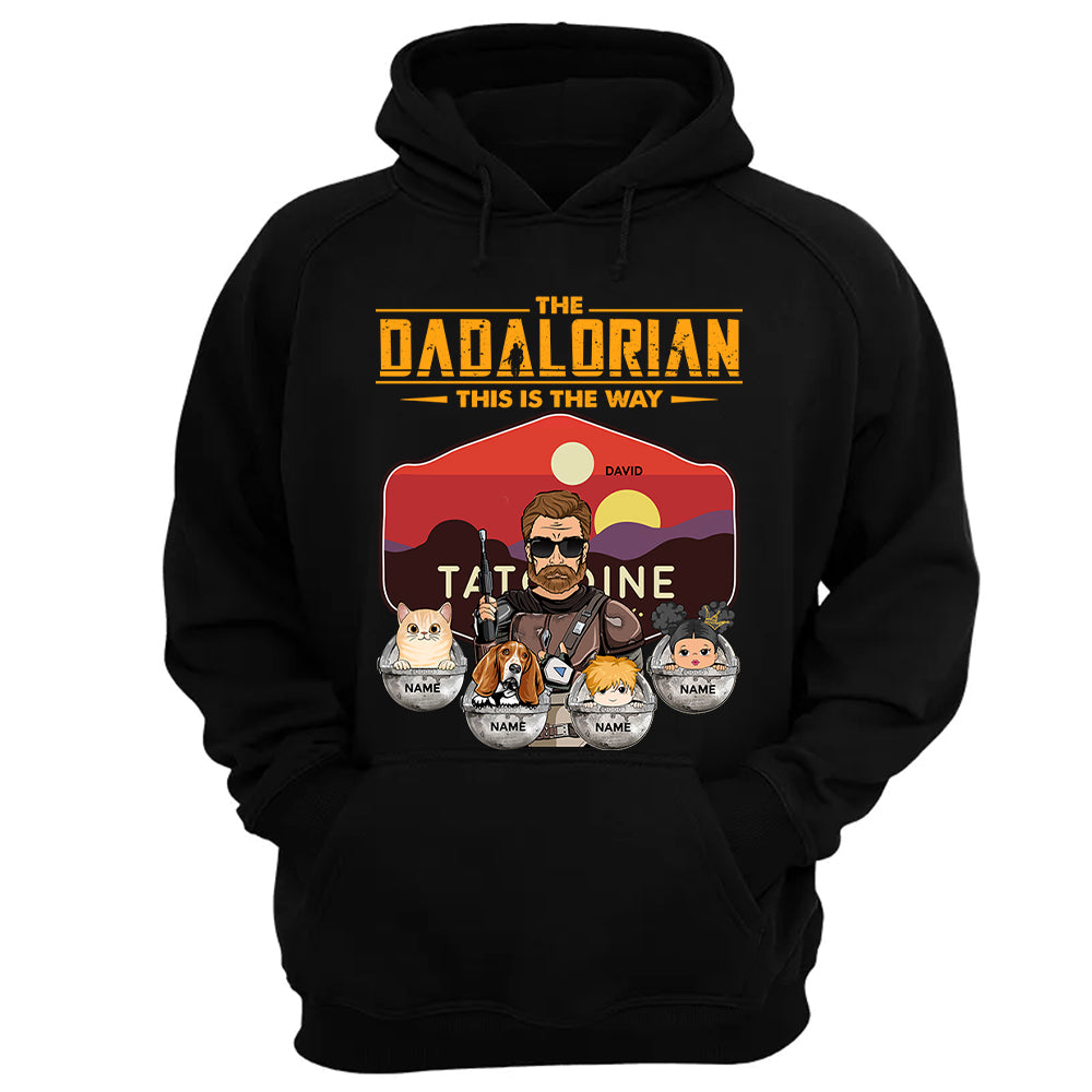 The Dadalorian - Personalized Shirt Gift For Dad Custom Nickname, Kid Pet New Version With Tatooine Sunset Shirt Gift For Dad