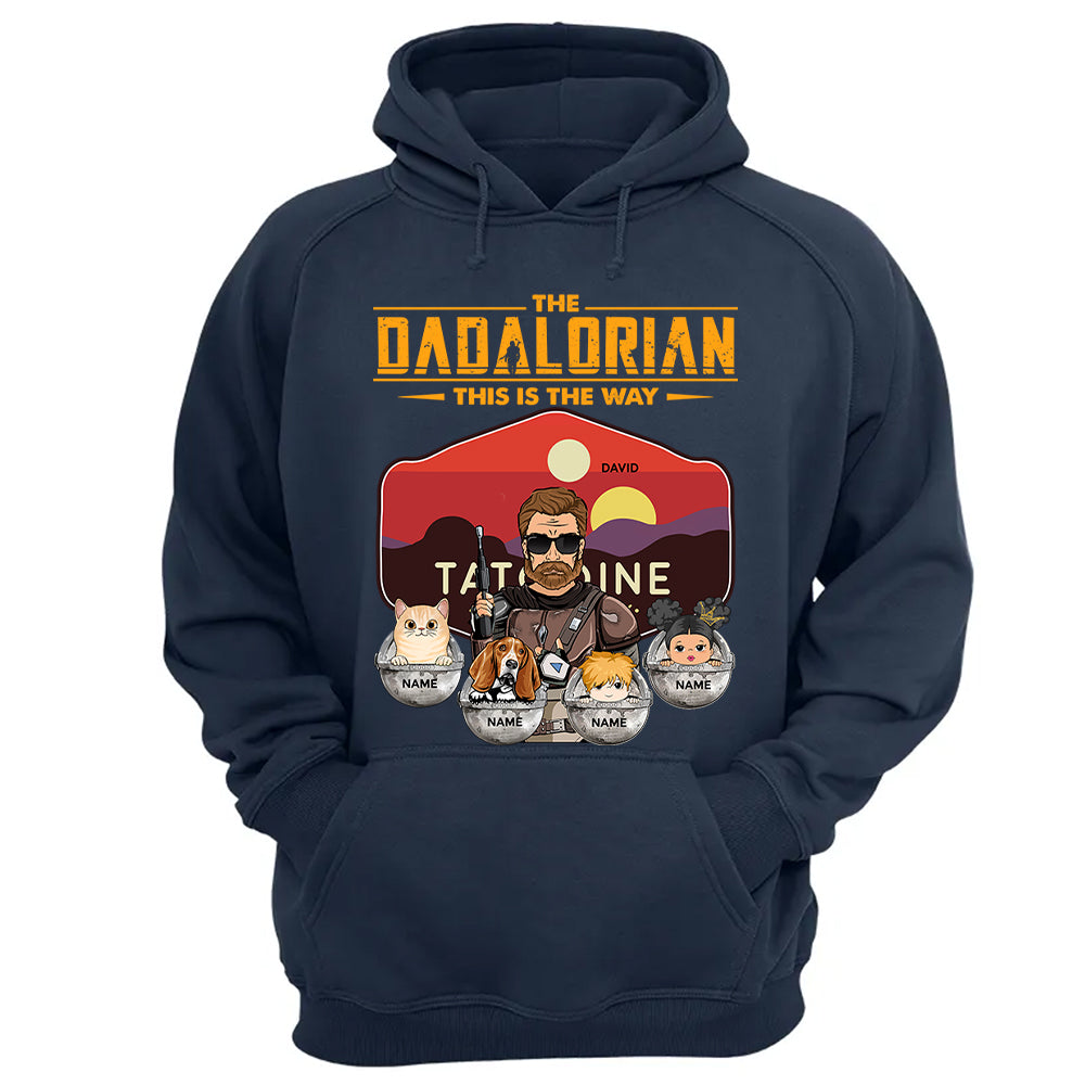 The Dadalorian - Personalized Shirt Gift For Dad Custom Nickname, Kid Pet New Version With Tatooine Sunset Shirt Gift For Dad