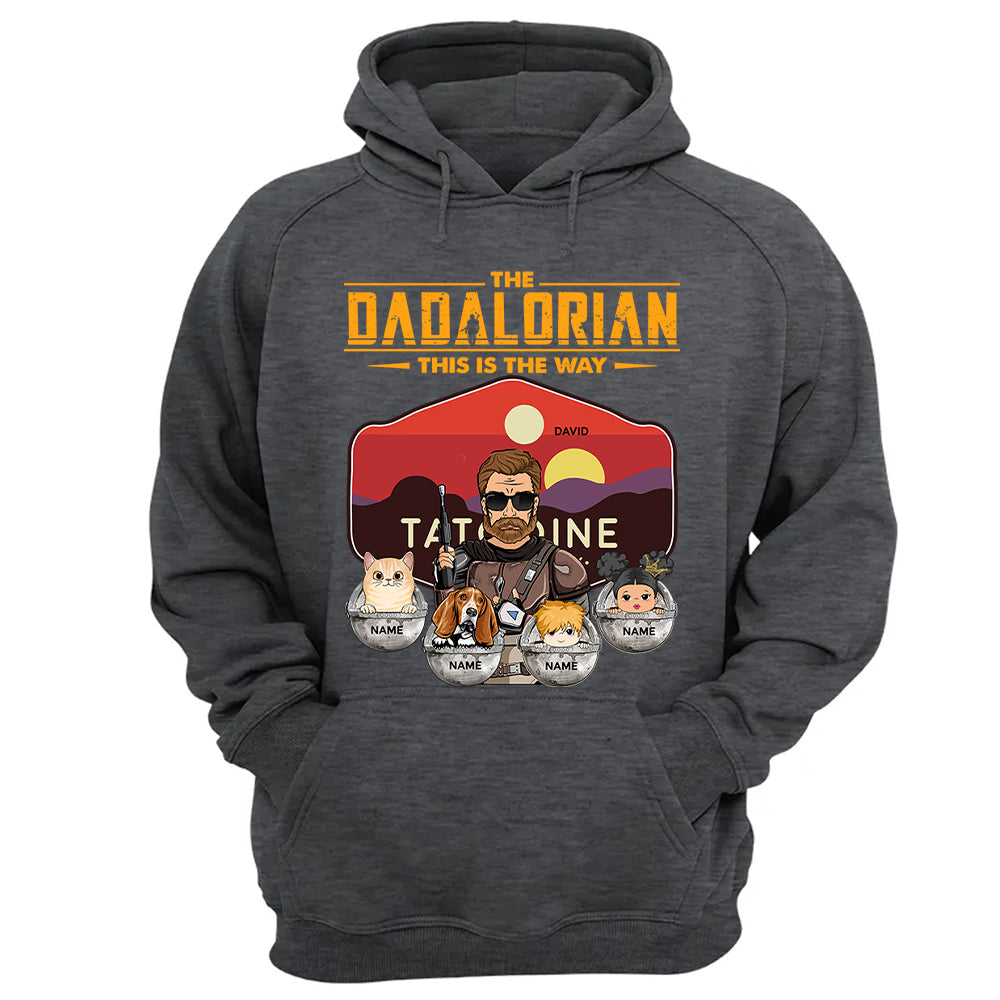 The Dadalorian - Personalized Shirt Gift For Dad Custom Nickname, Kid Pet New Version With Tatooine Sunset Shirt Gift For Dad