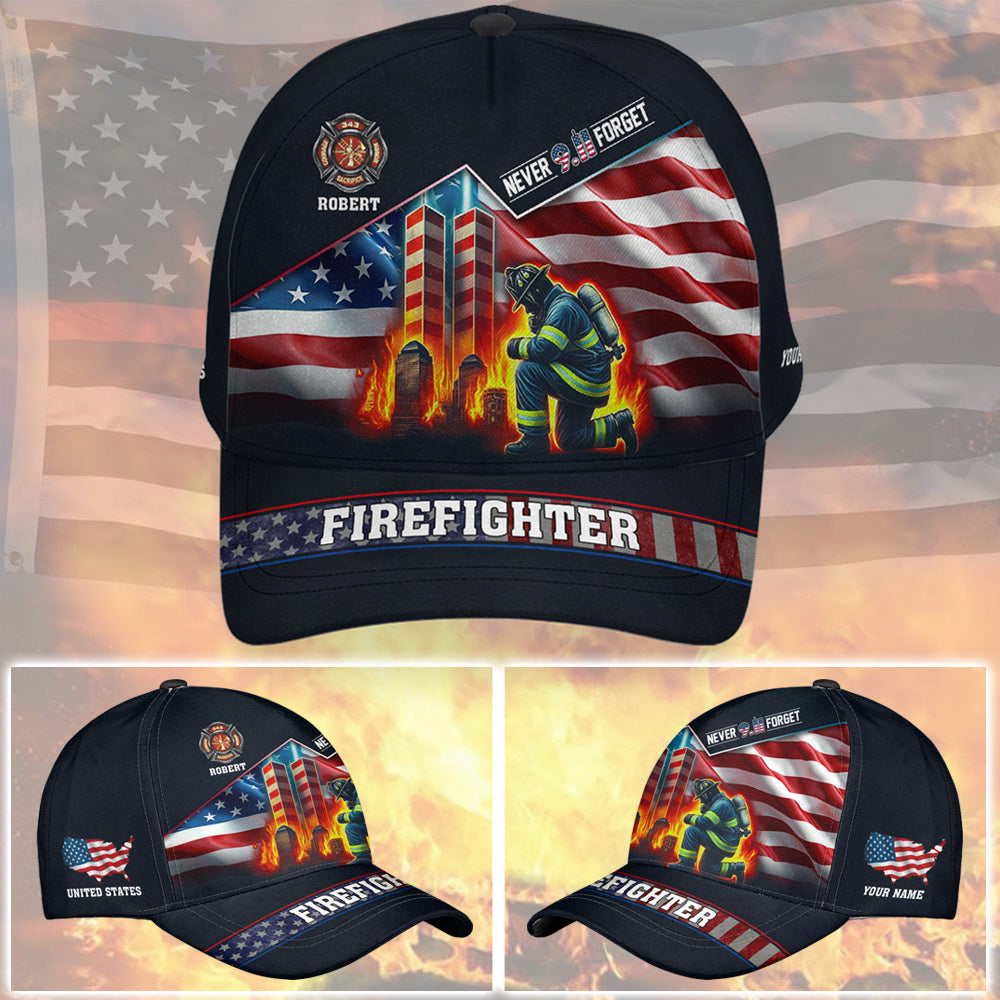 9.11 Never Forget Classic Cap, Personalized All Over Print Classic Cap For Firefighter T1807 Do99
