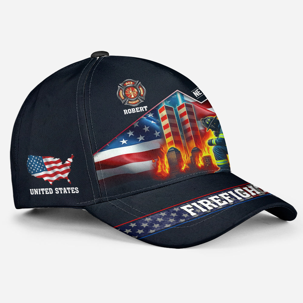 9.11 Never Forget Classic Cap, Personalized All Over Print Classic Cap For Firefighter T1807 Do99