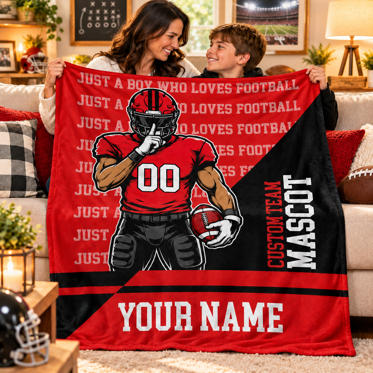 Custom Just A Boy Who Loves  Football Blanket, Gift For Football Players L0411 Tm01 KL07