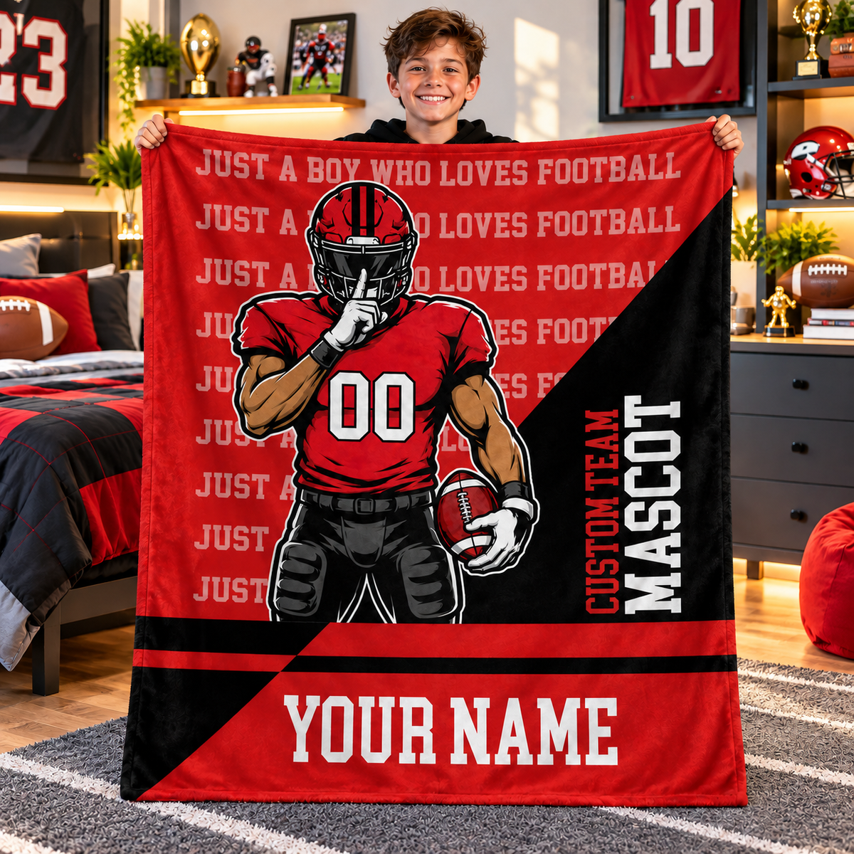 Custom Just A Boy Who Loves  Football Blanket, Gift For Football Players L0411 Tm01 KL07