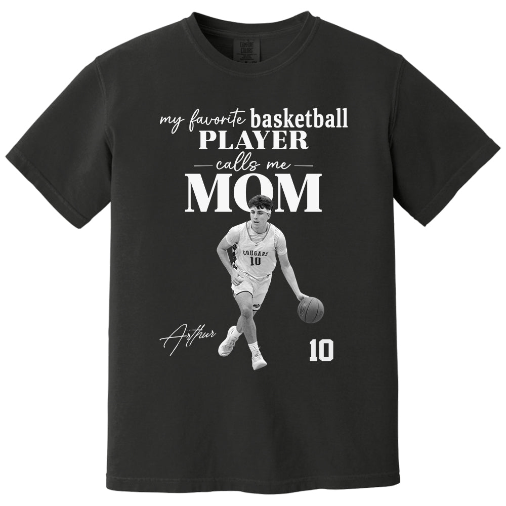 Personalized My Favorite Basketball Player Calls me Mom Washed Tee Retro Bootleg Shirt For Basketball Players T24