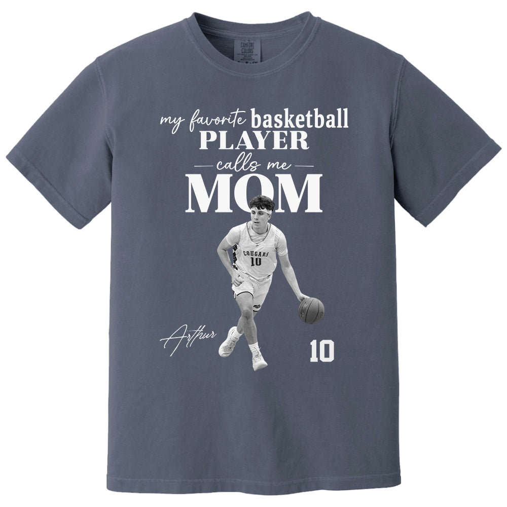 Personalized My Favorite Basketball Player Calls me Mom Washed Tee Retro Bootleg Shirt For Basketball Players T24