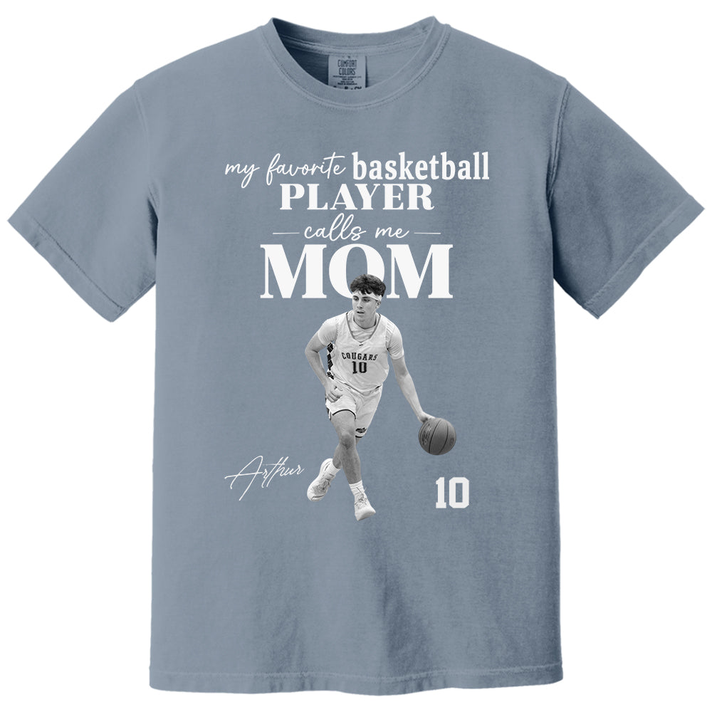 Personalized My Favorite Basketball Player Calls me Mom Washed Tee Retro Bootleg Shirt For Basketball Players T24