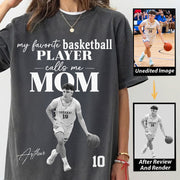 Personalized My Favorite Basketball Player Calls me Mom Washed Tee Retro Bootleg Shirt For Basketball Players T24