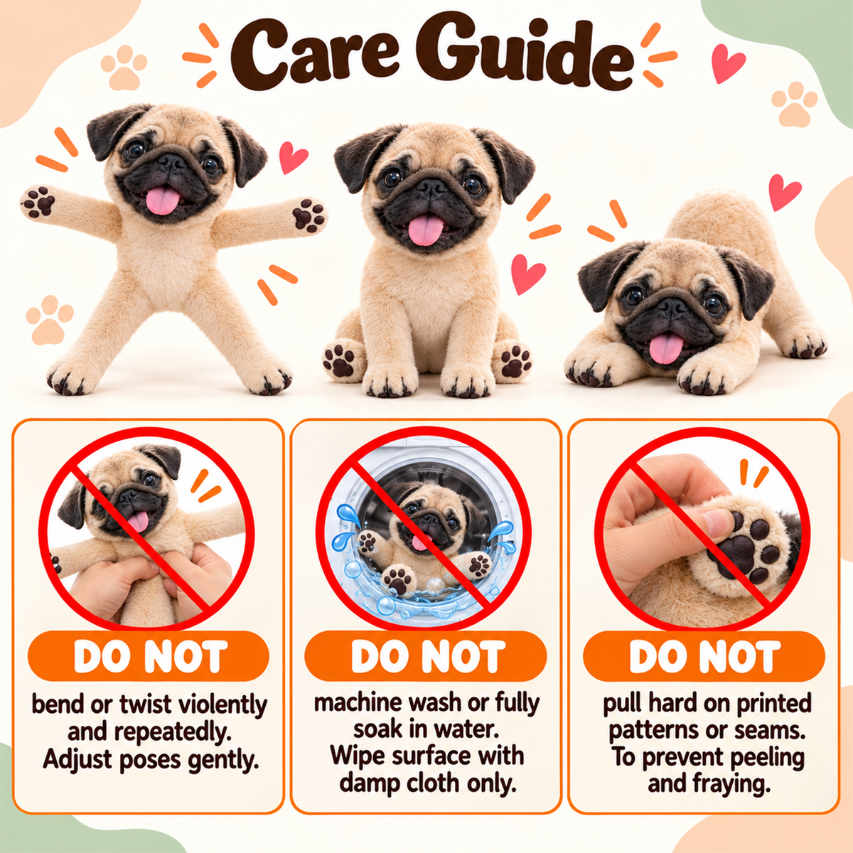 Personalized Pug Photo Pet Squishy Toy Poseable Plush Doll, Funny Gift For Dog Mom, Dad, Pet Lover T1807 T24 TL06