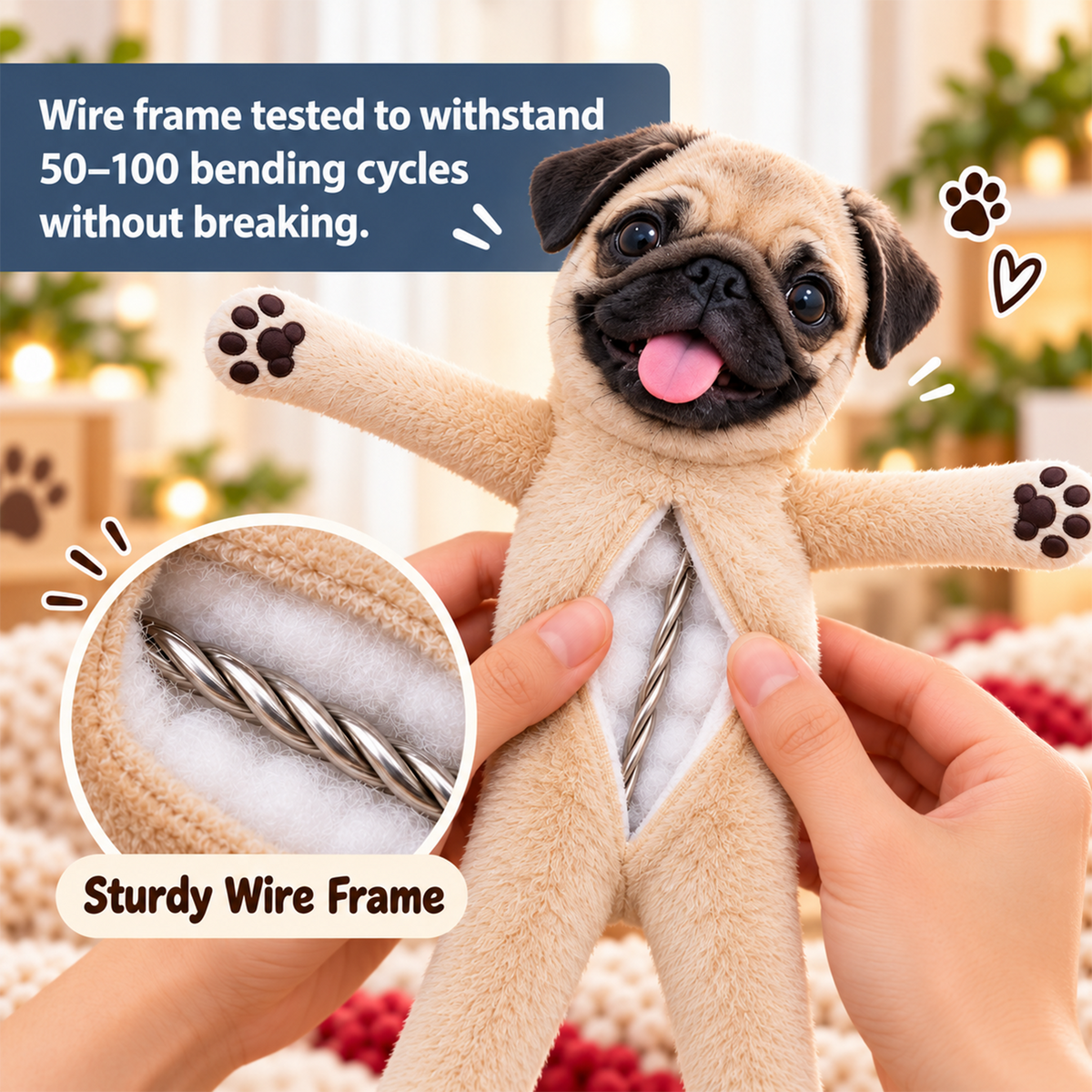 Personalized Pug Photo Pet Squishy Toy Poseable Plush Doll, Funny Gift For Dog Mom, Dad, Pet Lover T1807 T24 TL06