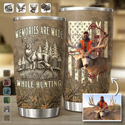 Memories Are Made While Hunting - Personalized Hunting Tumbler - Gifts for Hunter, Christmas Gifts for Husband, Dad, Father's Day A2110 Hv01