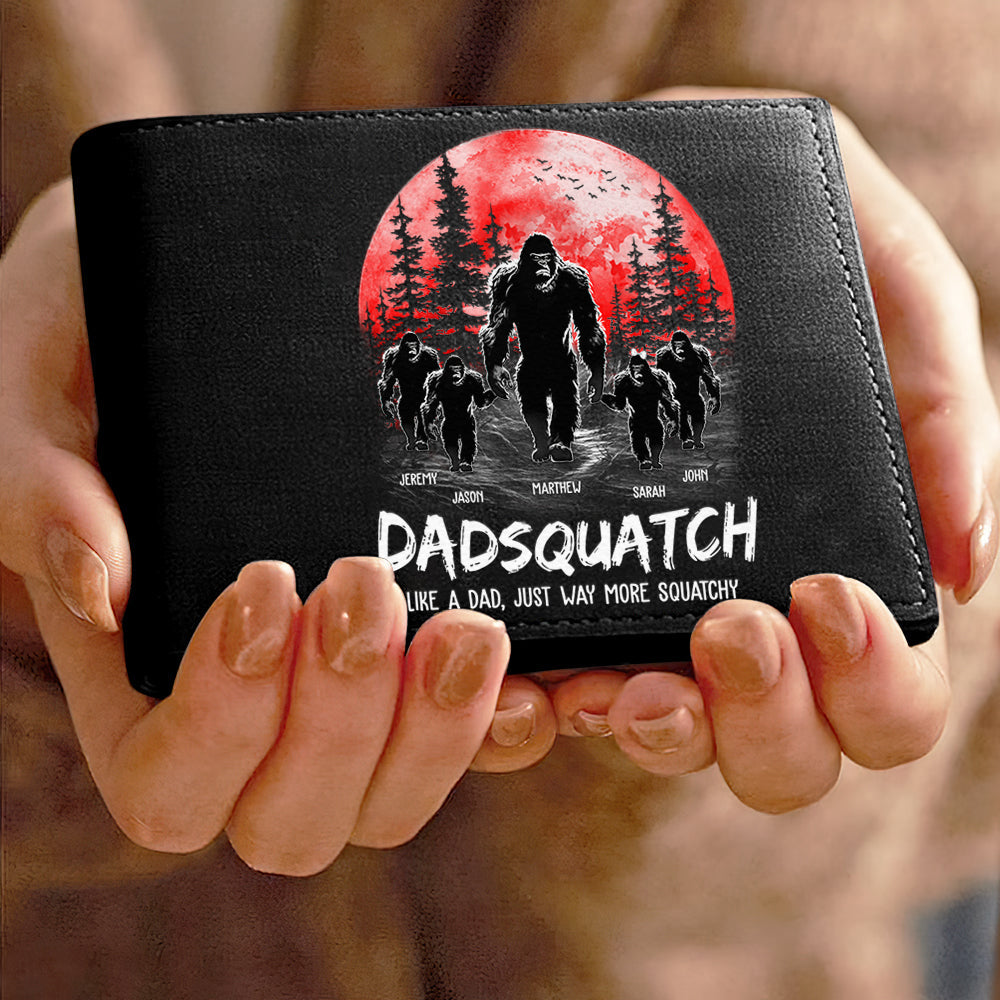 Papasquatch, Like A Grandpa, Just Way More Squatchy - Personalized Leather Wallet