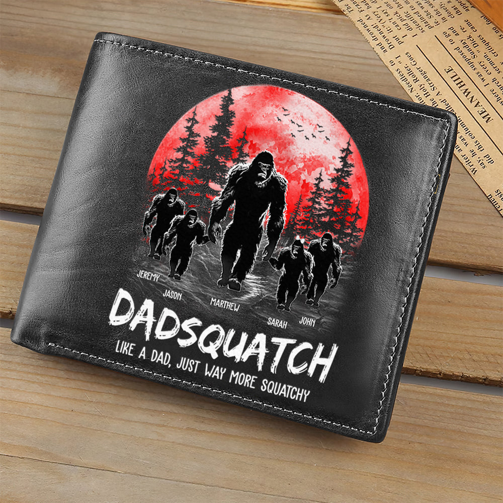 Papasquatch, Like A Grandpa, Just Way More Squatchy - Personalized Leather Wallet