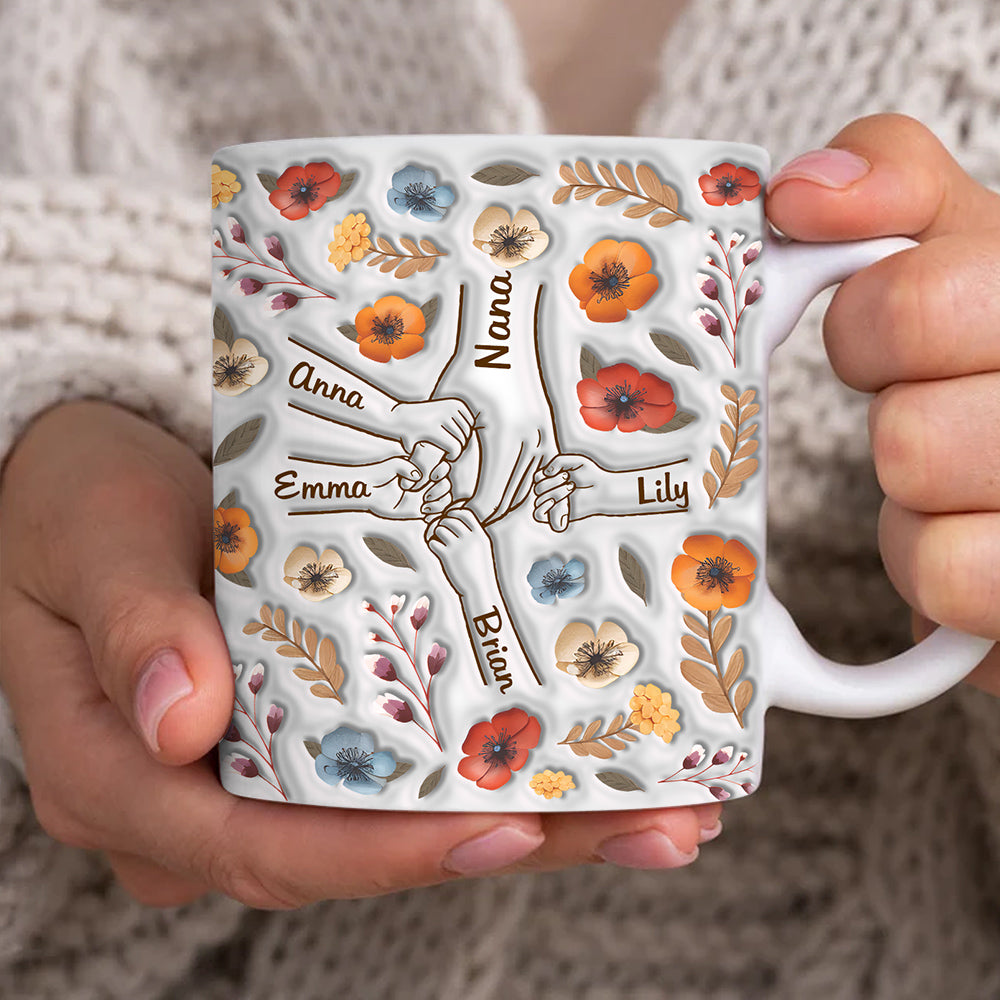 Mother's Day - Personalized Holding Nana‘s Hand 3D Inflated Effect Mug vr2