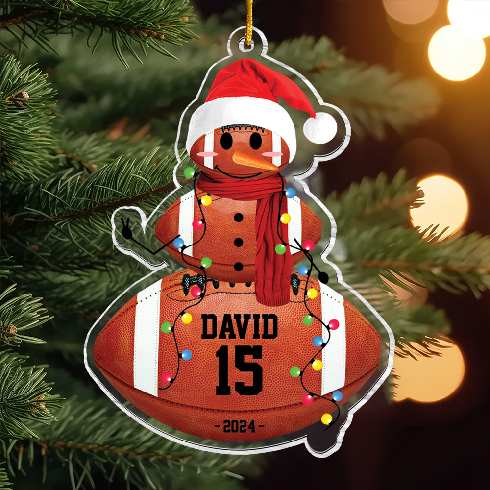 American Football Snowman - Gifts For Players, Team, Boys - Personalized Acrylic Ornament Tu20