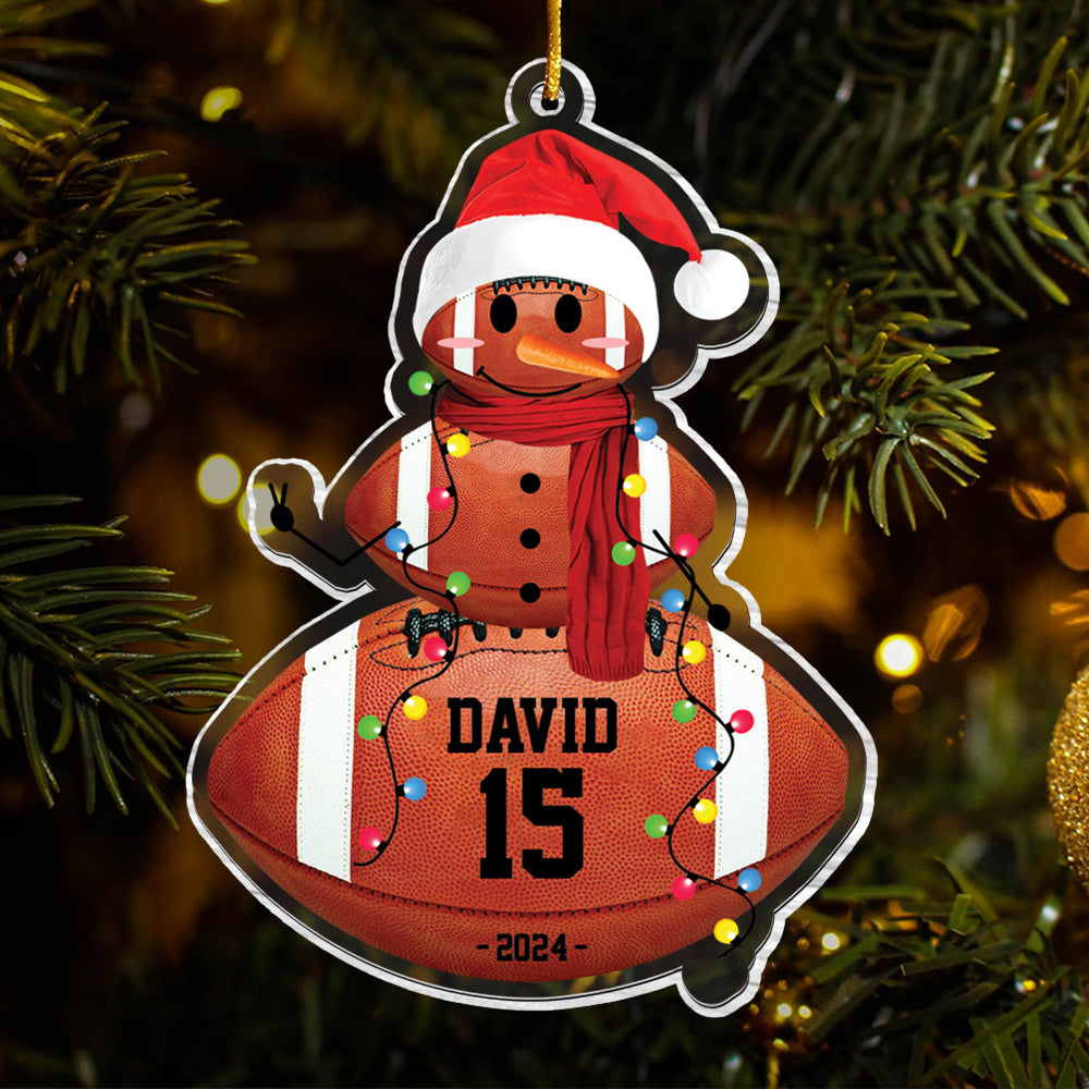 American Football Snowman - Gifts For Players, Team, Boys - Personalized Acrylic Ornament Tu20