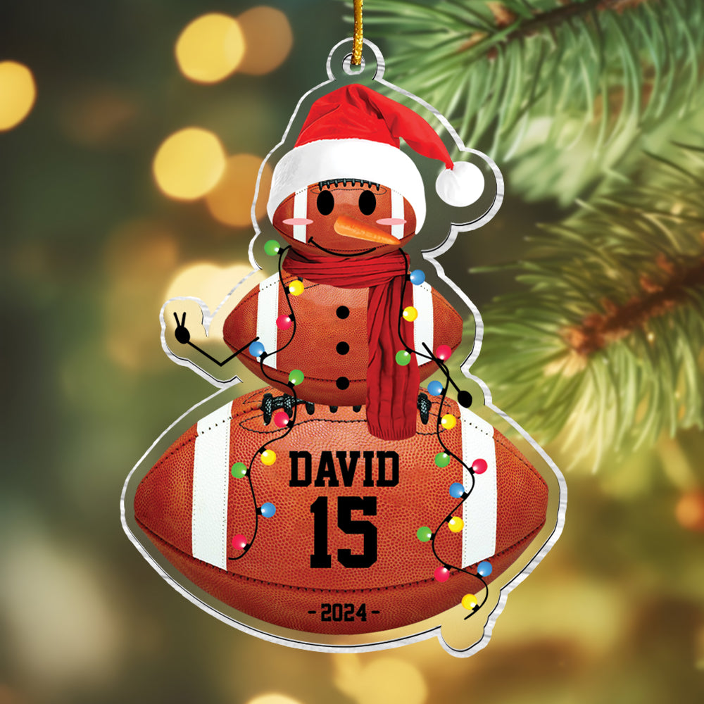 American Football Snowman - Gifts For Players, Team, Boys - Personalized Acrylic Ornament Tu20