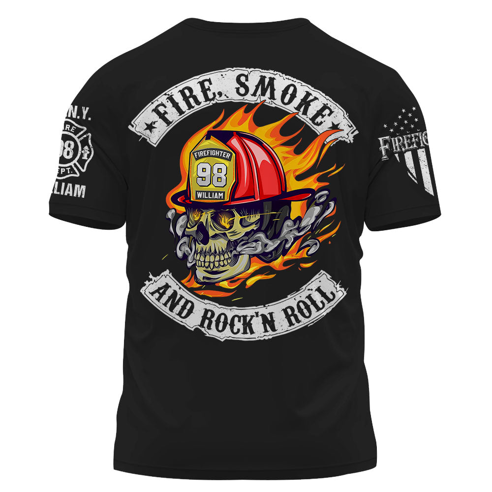 Personalized Shirt Fire, Smoke And Rock'n Roll Custom Gift For Firefighter K1702 Trhn