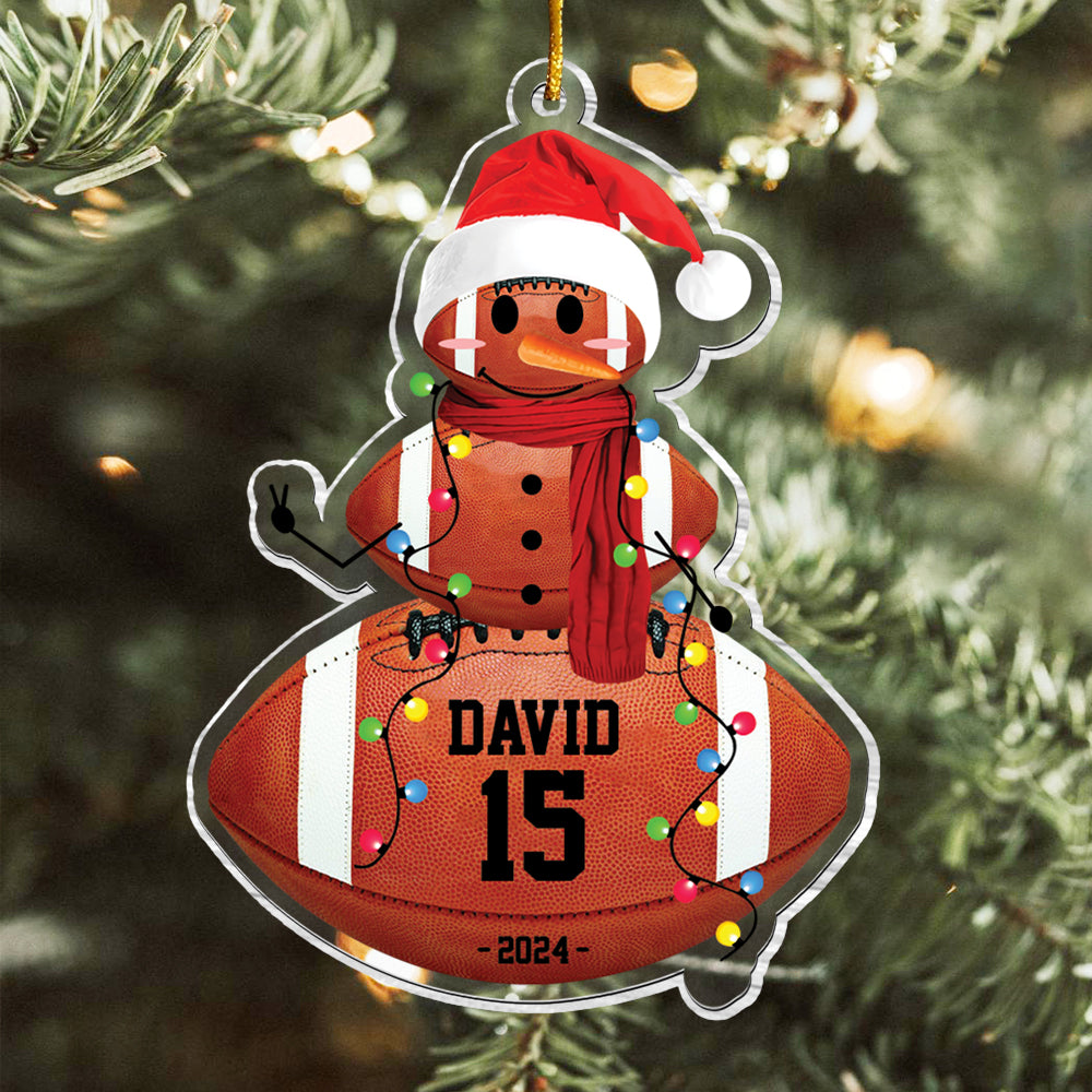 American Football Snowman - Gifts For Players, Team, Boys - Personalized Acrylic Ornament Tu20