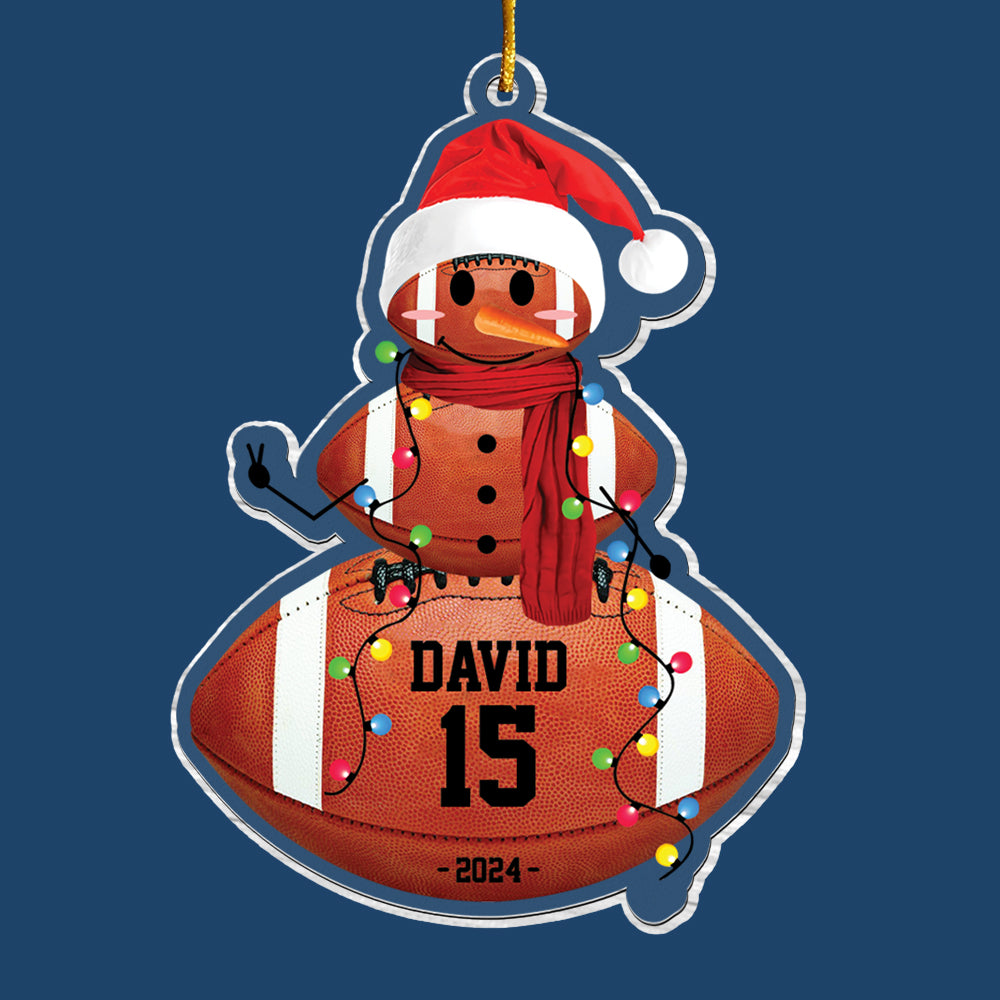 American Football Snowman - Gifts For Players, Team, Boys - Personalized Acrylic Ornament Tu20