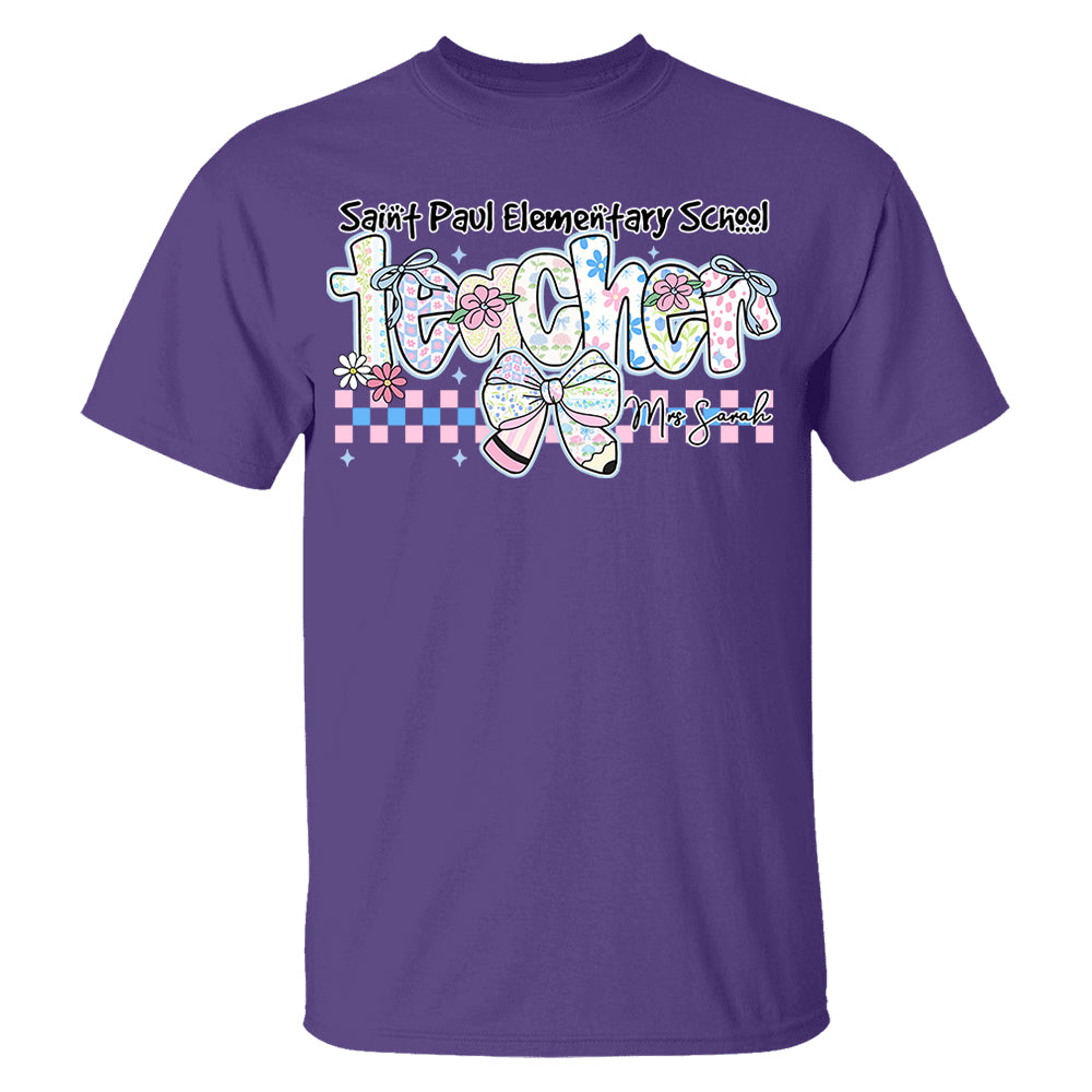 Teacher Back To School - Personalized Flower Shirt For Teacher - Custom School & Teacher Name NA04 Nh00
