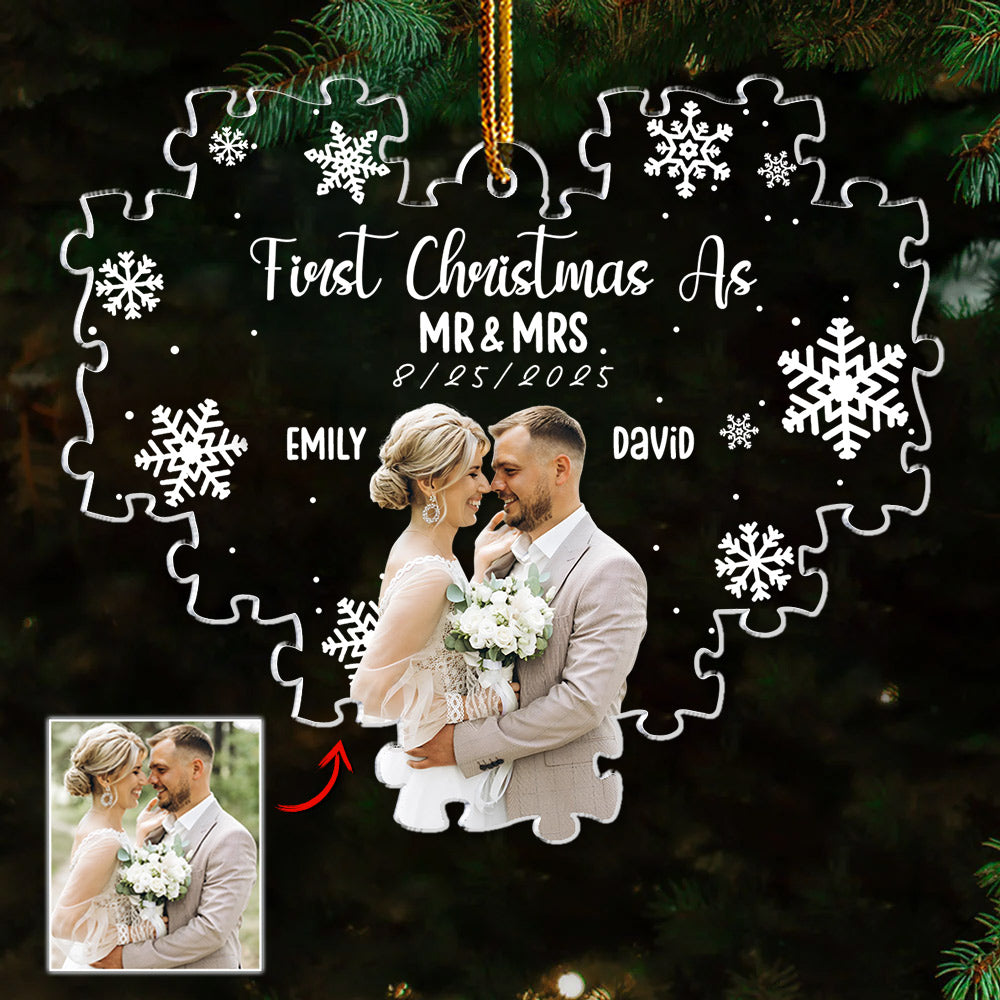 First Christmas Couple Photo - Personalized Custom Acrylic Ornament T1807 Li29