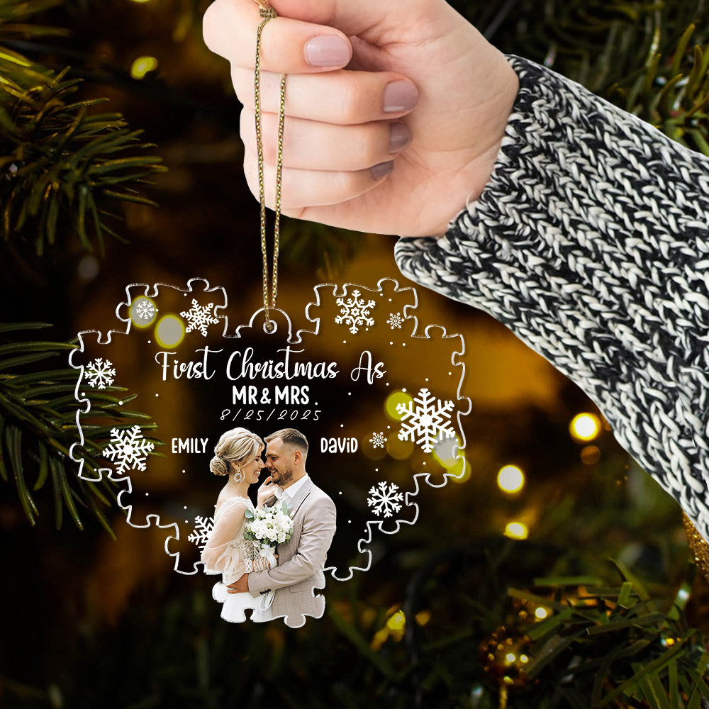 First Christmas Couple Photo - Personalized Custom Acrylic Ornament T1807 Li29