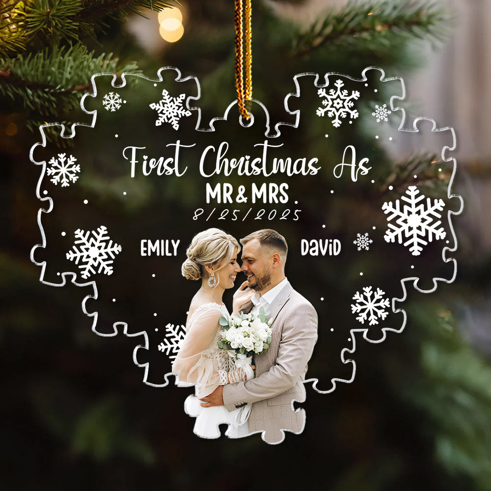 First Christmas Couple Photo - Personalized Custom Acrylic Ornament T1807 Li29