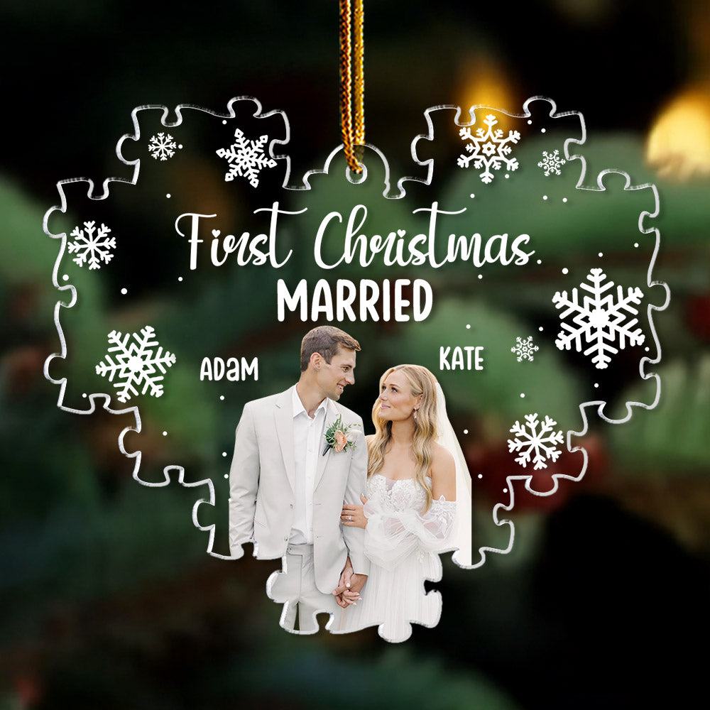 First Christmas Couple Photo - Personalized Custom Acrylic Ornament T1807 Li29