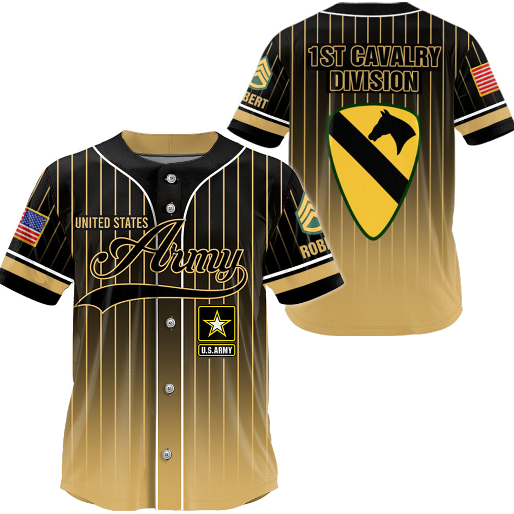 US Military Baseball Jersey Custom All Branches Rank Division Name For Soldier Veteran K1702