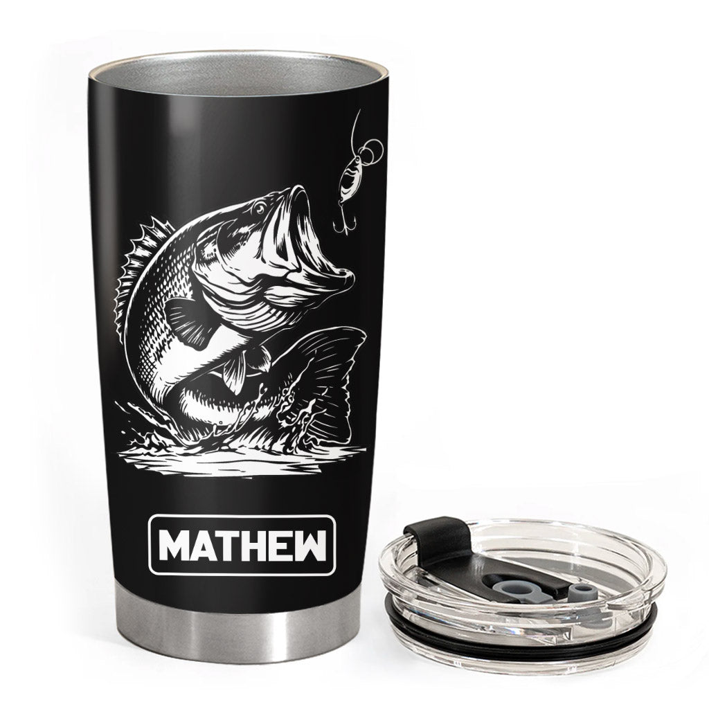 Fishing Gifts for Men Him Personalized Upload Photo Tumbler for Bass Fisherman, Largemouth Bass Tumbler for Him, Dad, Fathers Day Gifts, Lake Fishing Dad Pt99