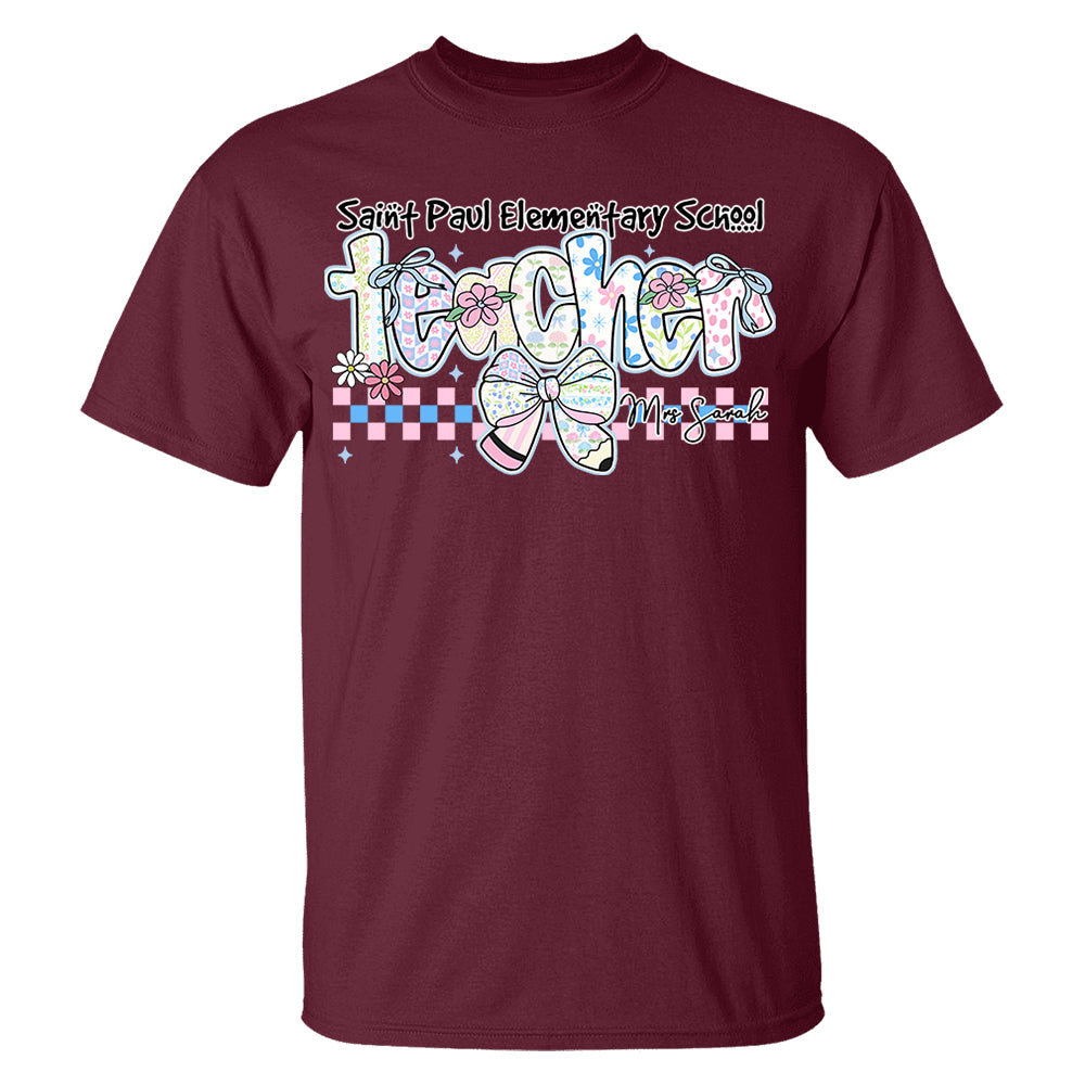 Teacher Back To School - Personalized Flower Shirt For Teacher - Custom School & Teacher Name NA04 Nh00