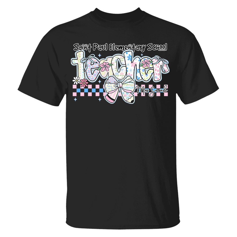 Teacher Back To School - Personalized Flower Shirt For Teacher - Custom School & Teacher Name NA04 Nh00