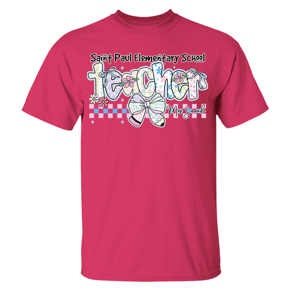 Teacher Back To School - Personalized Flower Shirt For Teacher - Custom School & Teacher Name NA04 Nh00