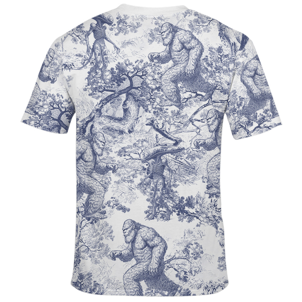 Custom Bigfoot Alien Dragon Dinosaur Wolf Style Gift Toile De Jouy Chinoiseries, Personalized All Over Print Shirt Hv01