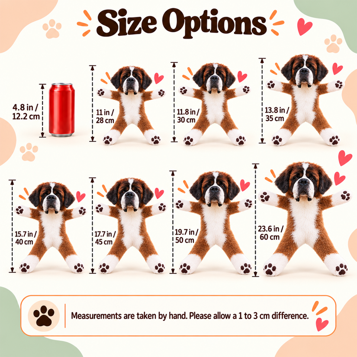 Personalized Saint Bernard Photo Pet Squishy Toy Poseable Plush Doll, Funny Gift For Dog Mom, Dad, Pet Lover T1807 T24 TL06