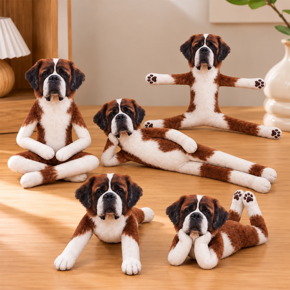 Personalized Saint Bernard Photo Pet Squishy Toy Poseable Plush Doll, Funny Gift For Dog Mom, Dad, Pet Lover T1807 T24 TL06