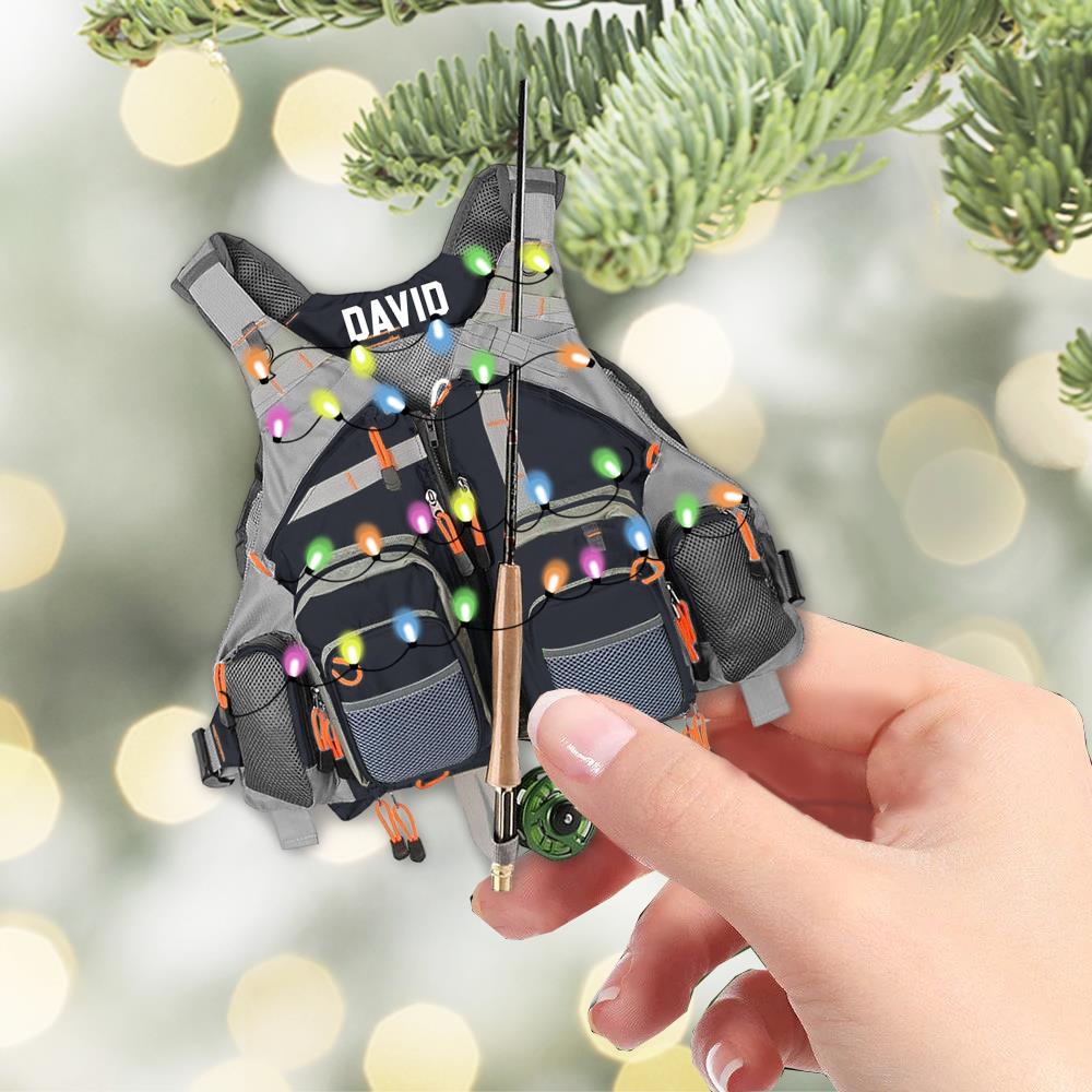 Custom Fishing Vest for Men Women Ornament - Personalized Acrylic Ornament Nh00