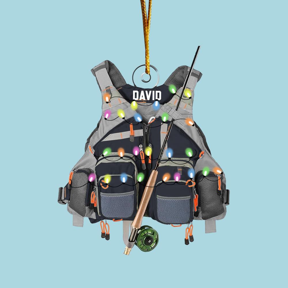 Custom Fishing Vest for Men Women Ornament - Personalized Acrylic Ornament Nh00