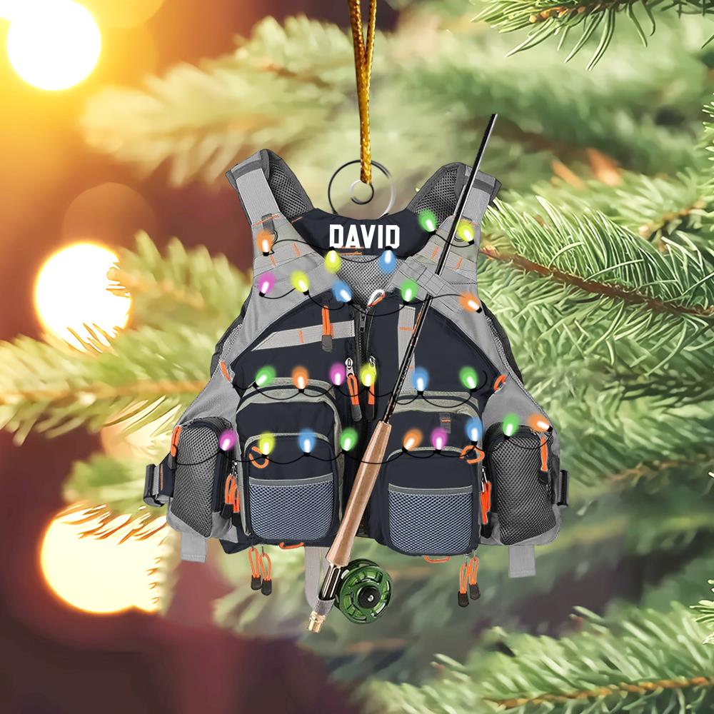 Custom Fishing Vest for Men Women Ornament - Personalized Acrylic Ornament Nh00