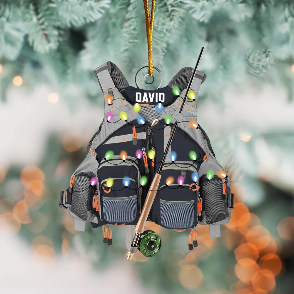 Custom Fishing Vest for Men Women Ornament - Personalized Acrylic Ornament Nh00
