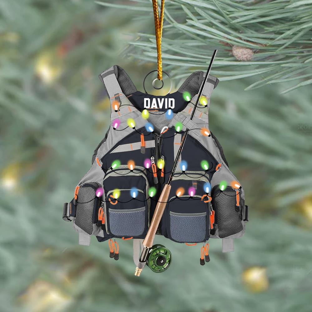 Custom Fishing Vest for Men Women Ornament - Personalized Acrylic Ornament Nh00