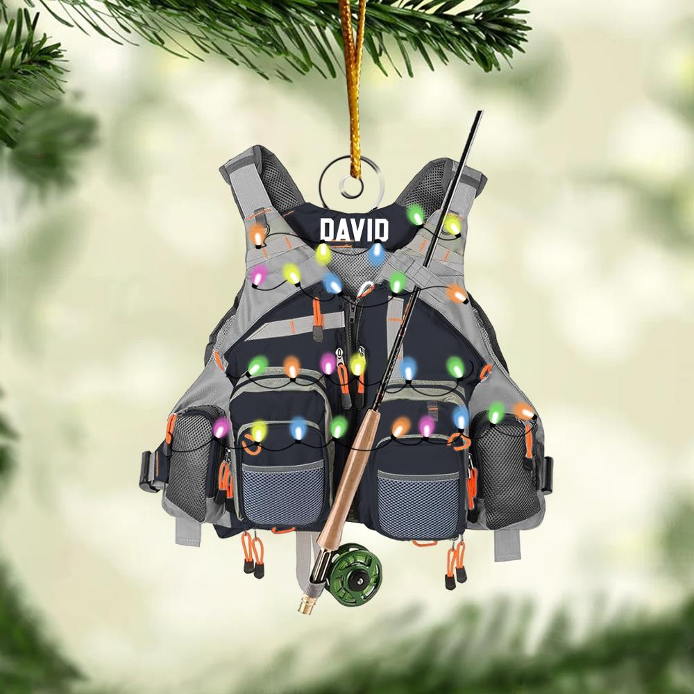 Custom Fishing Vest for Men Women Ornament - Personalized Acrylic Ornament Nh00