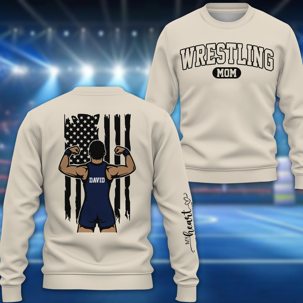 Wrestling Mom - My Heart Is On That Mat - Personalized Shirt For Wrestling Family NA04 Pt99